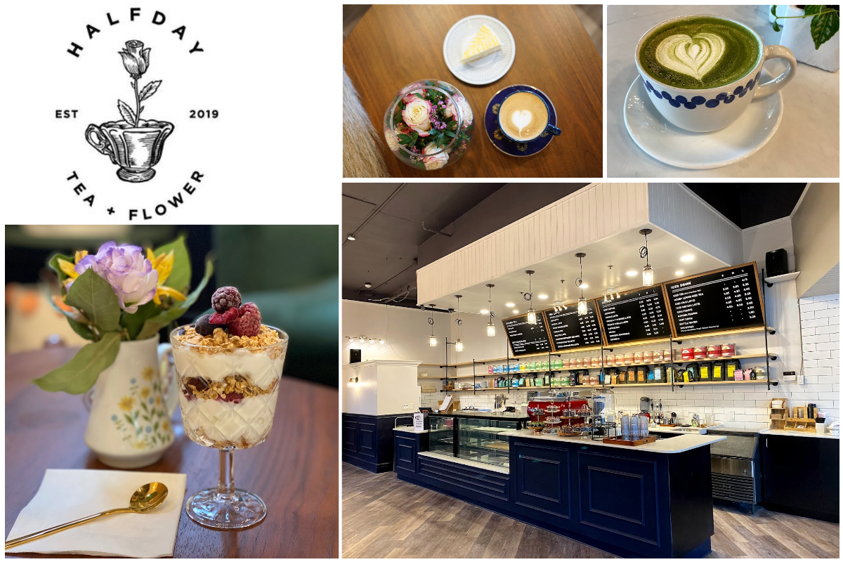 Halfday Tea and Flower counter, bouquets and tea drinks